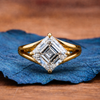 Asscher Cut Moissanite Split Shank Gold Unique Solitaire Engagement Ring