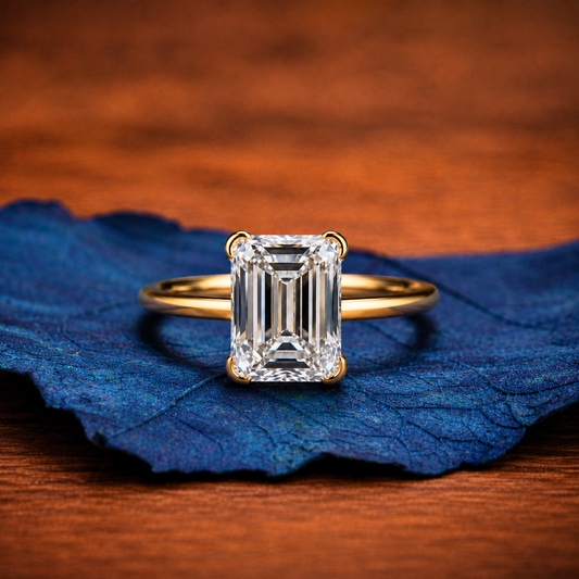 Criss Cut Lab Grown Engagement Ring Gold Antique Diamond Wedding Ring