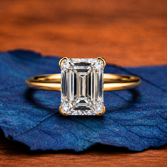 Criss Cut Lab Grown Engagement Ring Gold Antique Diamond Wedding Ring