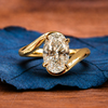 Oval Cut Moissanite Engagement Ring Bypass Solitaire Wedding Ring