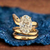 Oval Moissanite Engagement Ring Snak Band Antique Wedding Ring