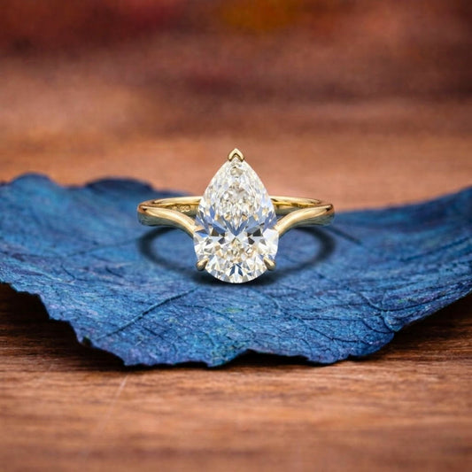 Pear Cut Moissanite Engagement Ring Solitaire Antique Wedding Ring