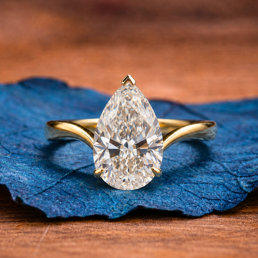 Pear Cut Lab Grown Engagement Ring Solitaire Antique Wedding Ring