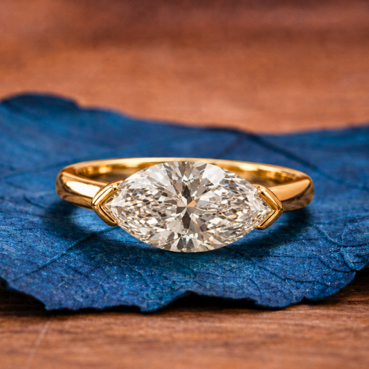 Marquise East West Lab Grown Engagement Ring V Prong Wedding Ring