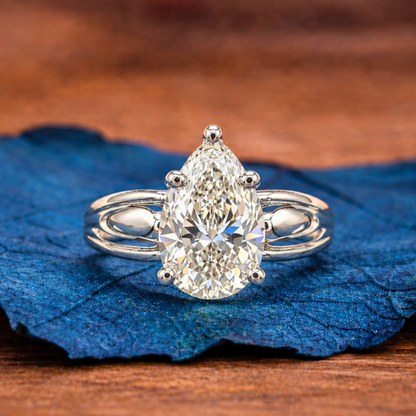 Pear Cut Lab Grown Engagement Ring White Gold Solitaire Wedding Ring
