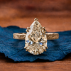 Double Claw Prong Pear Lab Grown Engagement Ring Hidden Halo Gold Wedding Engraved Band Ring
