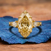 Marquise Three Stone Moissanite Engagement Ring Vintage Inspired Wedding Ring
