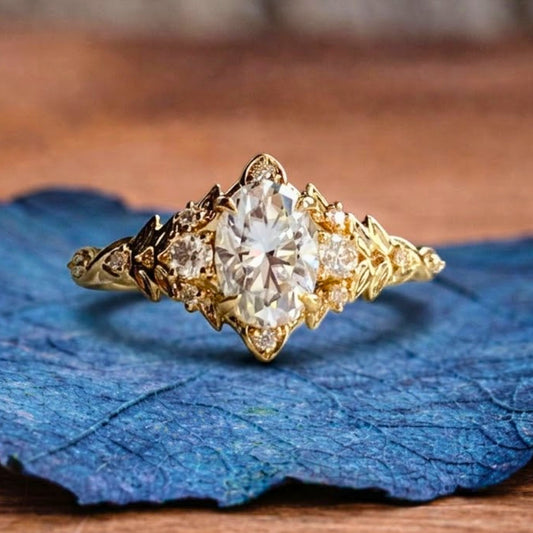 Oval Cut Moissanite Engagement Ring Vintage Inspired Wedding Ring