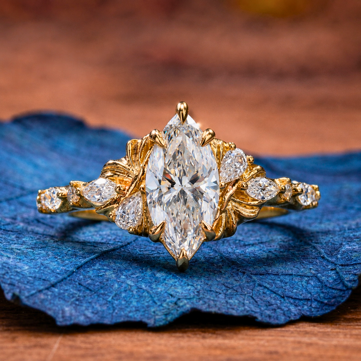 marquise cut moissanite engagement ring art deco wedding ring