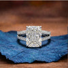 Radiant Lab Grown Diamond Engagement Ring Split Shank Double Band White Gold Luxury Ring