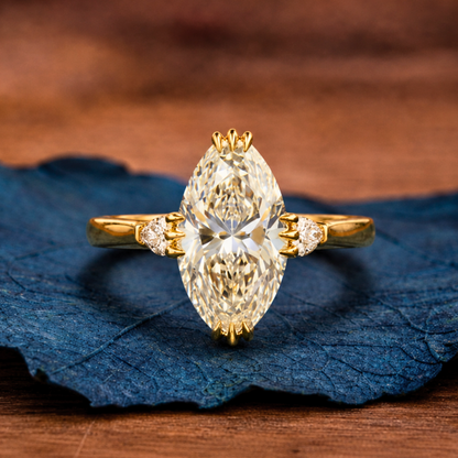 Three Stone Oval Lab Grown Engagement Ring Three Claw Prong Wedding Ring