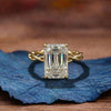 Twisted Band  Emerald Lab Grown Hidden Halo Engagement Ring Gold Wedding Anniversary Ring