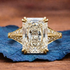 Radiant Cut Lab Grown Diamond Engagement Ring with Split Shank Art Deco Setting in Yellow Gold