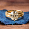 Old Mine Lab Grown Elongated Cushion Cut Engagement Ring in Yellow Gold, Vintage-Inspired Solitaire Diamond Ring