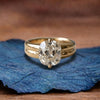 Old Mine Lab Grown Elongated Cushion Cut Engagement Ring in Yellow Gold, Vintage-Inspired Solitaire Diamond Ring