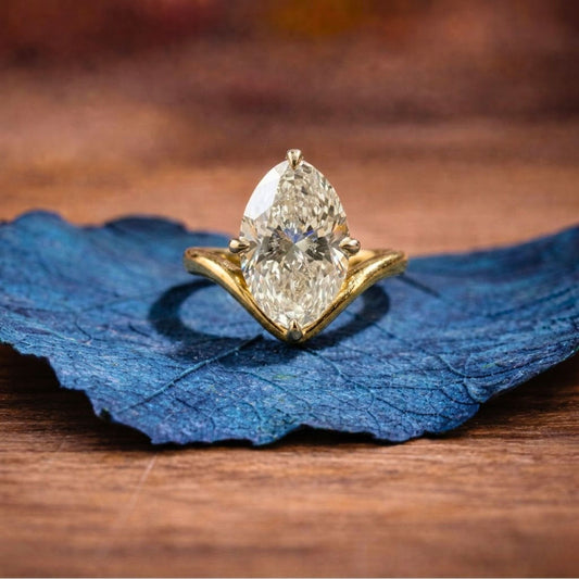 Oval Moissanite Diamond Engagement Ring Two Tone Gold Hidden Halo Bridal Ring