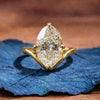 Oval Lab grown Diamond Engagement Ring Two Tone Gold Hidden Halo Bridal Ring