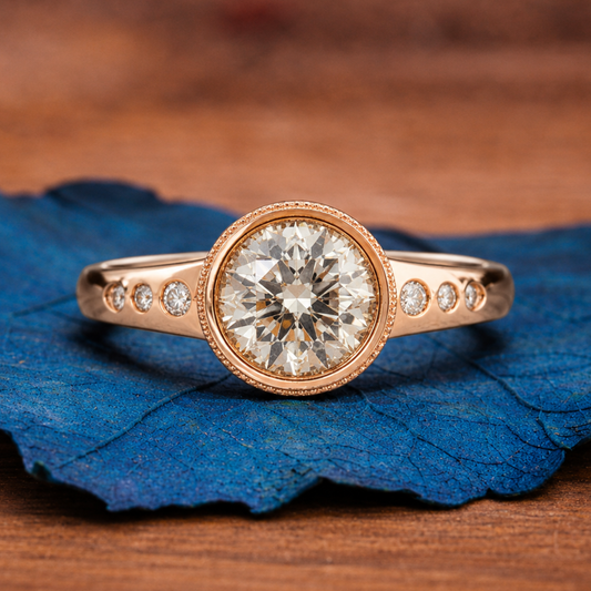 Bezel Set Round Moissanite Engagement Ring Orange Marquise Hidden Halo Wedding Ring Anniversary Rings For Women