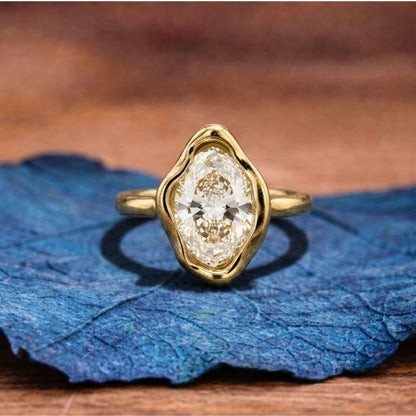 Half Bezel Set Oval Moissanite Vintage Engagement Ring  Wedding Antique Ring Unique Anniversary Rings For Women