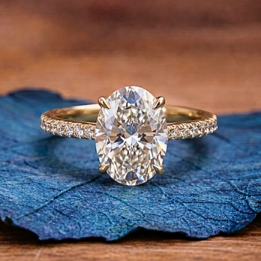 Oval Lab Grown Diamond Ring Hidden Halo Oval Engagement Ring  Wedding Rings For Women Anniversary Ring Handmade Ring