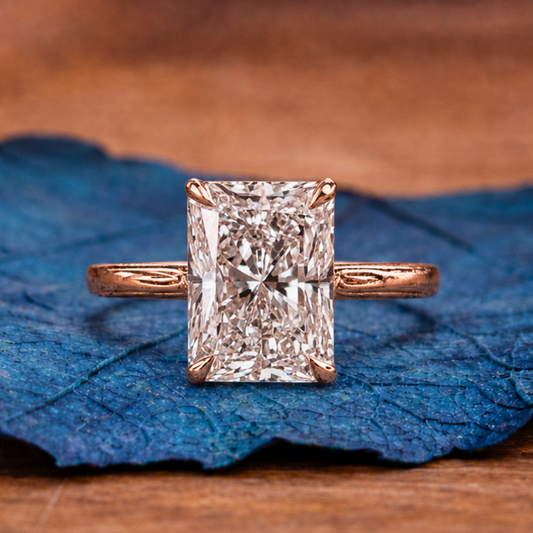 Radiant Cut Lab Grown Diamond Solitaire Engagement Ring in Rose Gold