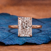 Radiant Cut Moissanite Diamond Solitaire Engagement Ring in Rose Gold