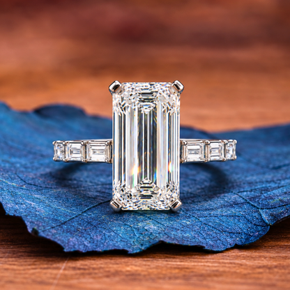 Elongated Emerald Cut Lab Grown Engagement Ring  Solid Gold Solitaire Ring Wedding Ring Anniversary Ring Elongated Diamond Ring