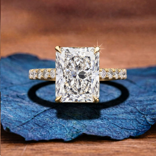 Radiant Cut Moissanite  Diamond Engagement Ring
