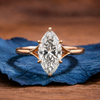 Marquise Cut Lab Grown Engagement Ring Split Shank Ring Solid Rose Gold Solitaire Ring Wedding Rings For Women Anniversary Ring