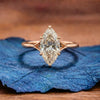 Marquise Cut Moissanite Engagement Ring Split Shank Ring Solid Rose Gold Solitaire Ring Wedding Rings For Women Anniversary Ring