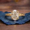 Oval Lab Diamond Engagement Ring Vintage Gold Lab Grown Wedding Ring Anniversary Ring