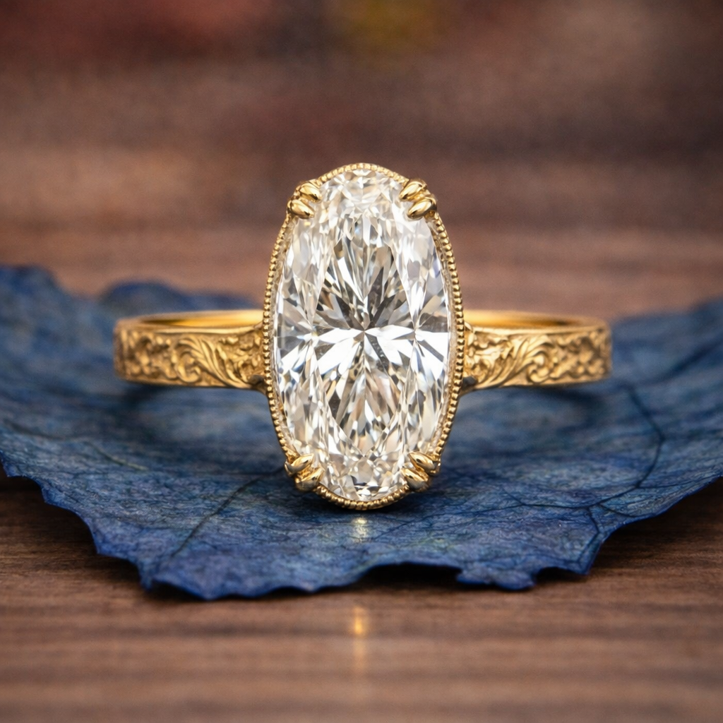 antique oval moissanite art deco engagement ring gold vintage wedding anniversary ring