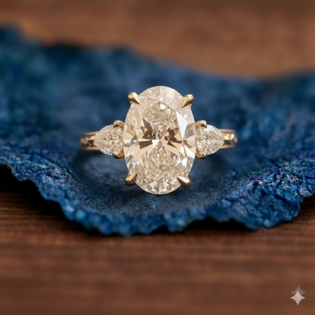 vintage three stone oval moissanite engagement ring art deco gold wedding ring