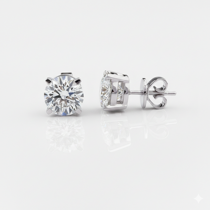 925 Silver Stud Earring Studded With 5 MM Round Cut in Moissanite Diamond by Claire Diamonds