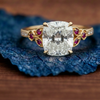 Double Claw Prong  Cushion Vintage Lab Grown Engagement Ring Art deco Gold Wedding Nature Inspired Ring