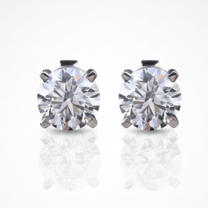 925 Silver Stud Earring Studded With 5 MM Round Cut in Moissanite Diamond by Claire Diamonds