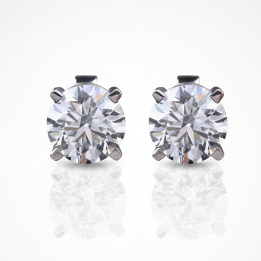 925 Silver Stud Earring Studded With 5 MM Round Cut in Moissanite Diamond by Claire Diamonds
