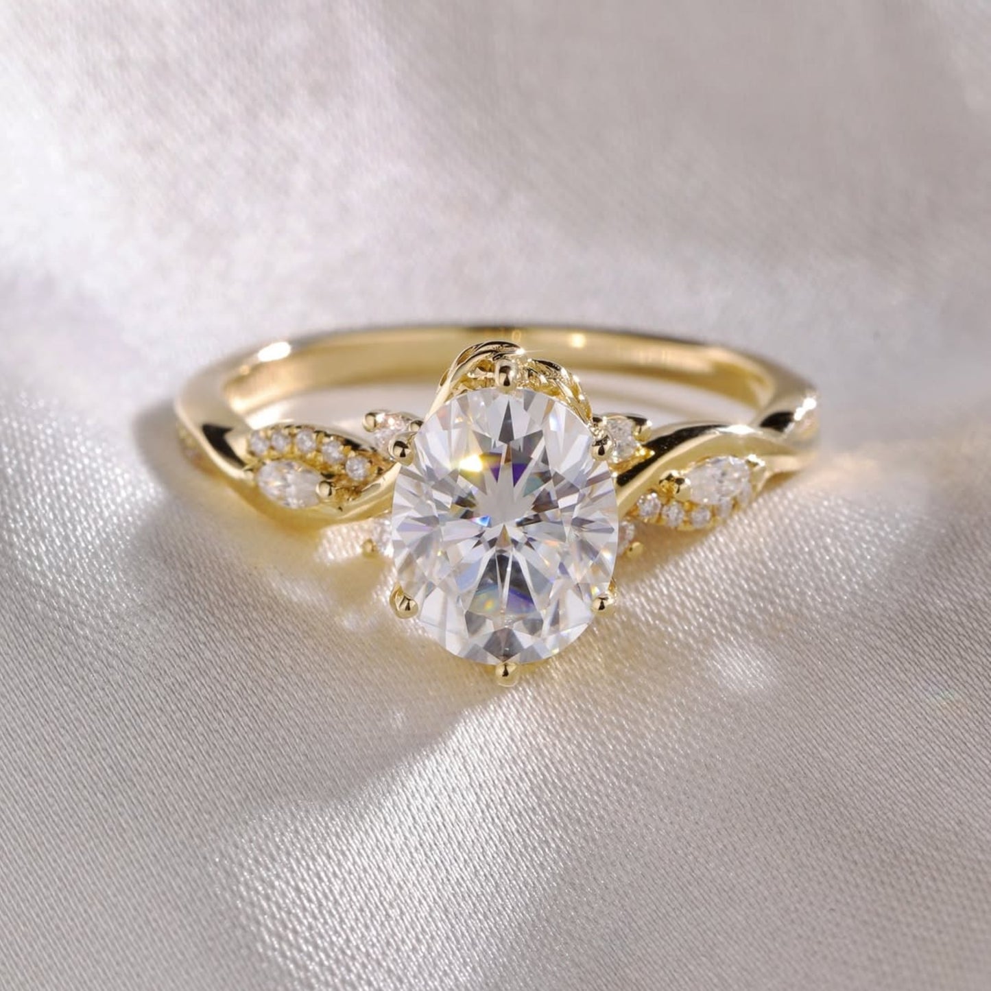 oval lab grown engagement ring art deco wedding ring vintage inspired ring
