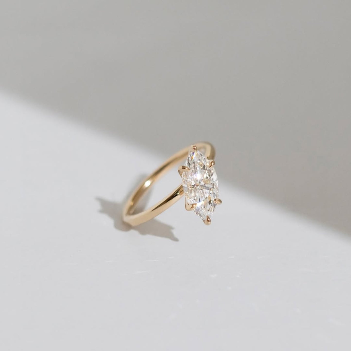 east west marquise lab grown engagement ring gold solitaire ring