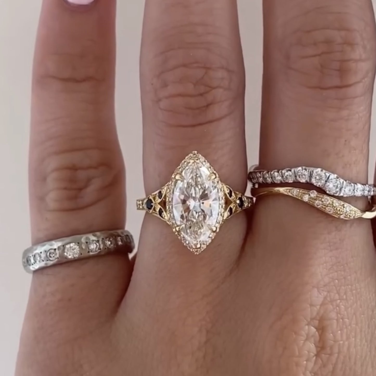 marquise halo set lab grown engagement ring vintage inspired wedding ring