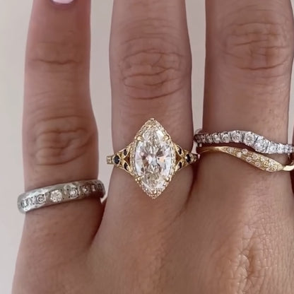 Marquise Halo Set Lab Grown Engagement Ring Vintage inspired Wedding Ring