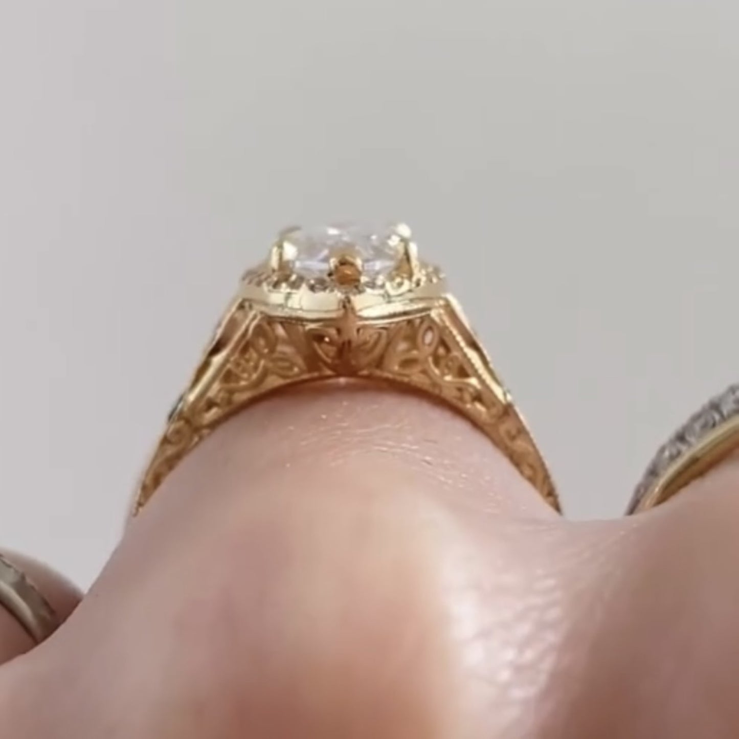 marquise halo set lab grown engagement ring vintage inspired wedding ring