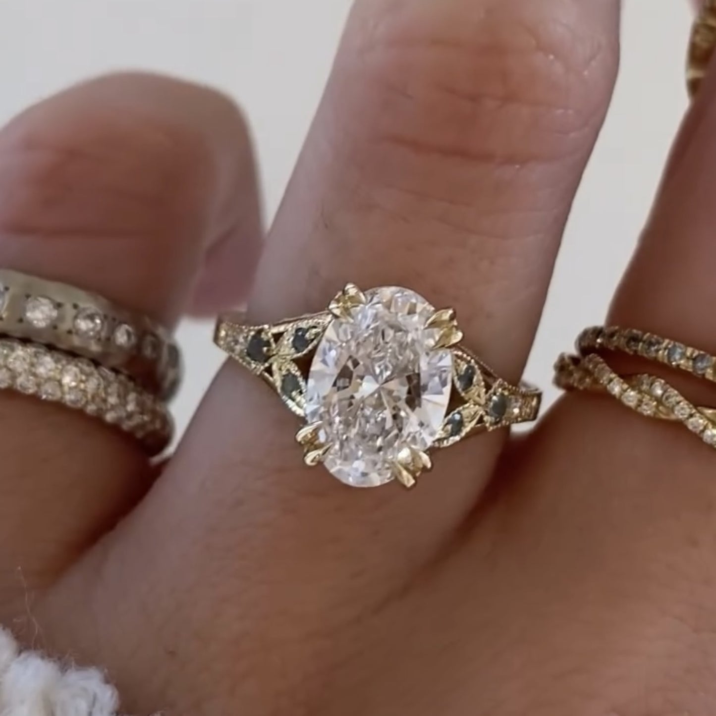 oval art deco lab grown engagement ring vintage gold wedding ring