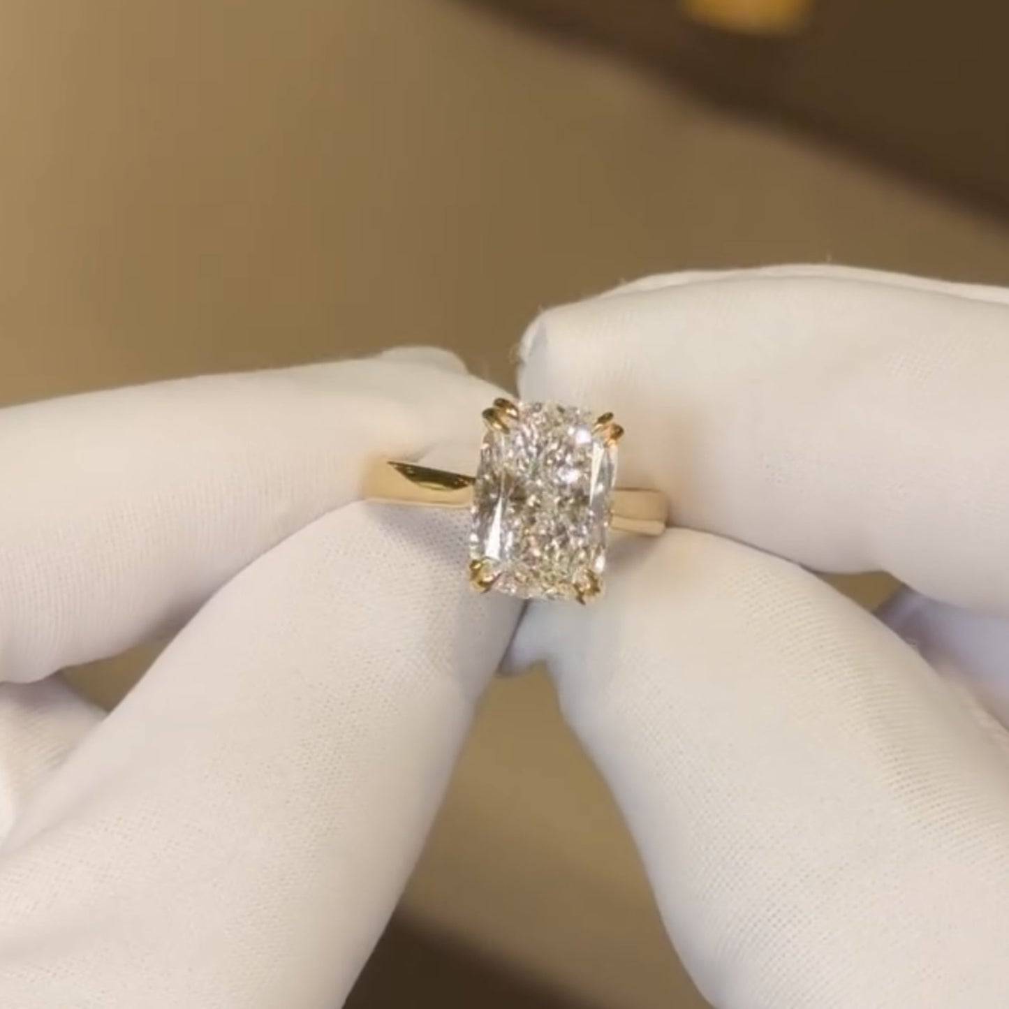 radiant double claw prong moissanite engagement ring hidden halo wedding ring