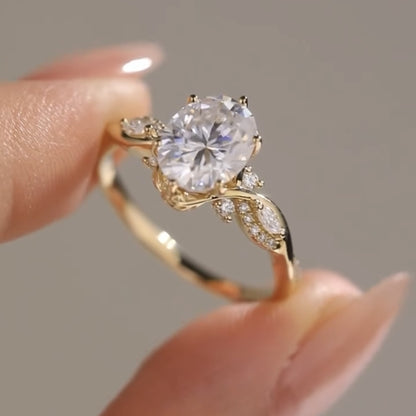 Oval Lab Grown Engagement Ring Art Deco Wedding Ring Vintage Inspired Ring