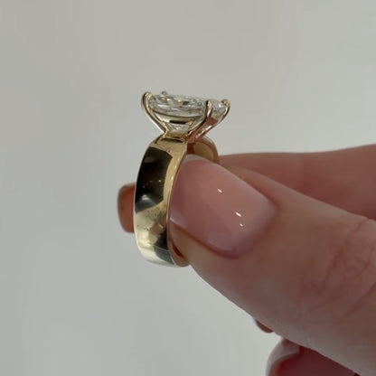 Radiant Moissanite Engagement Ring Solitaire Wedding Ring