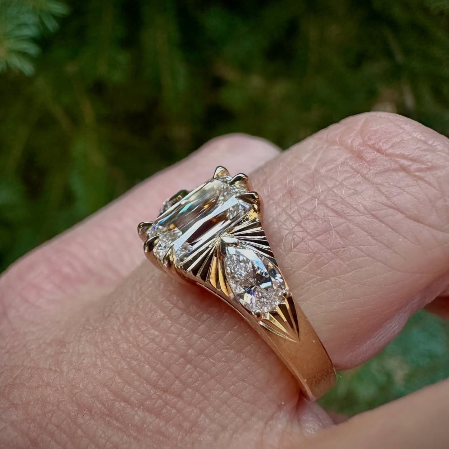 three stone criss lab grown engagement ring  wedding antique diamond anniversary ring