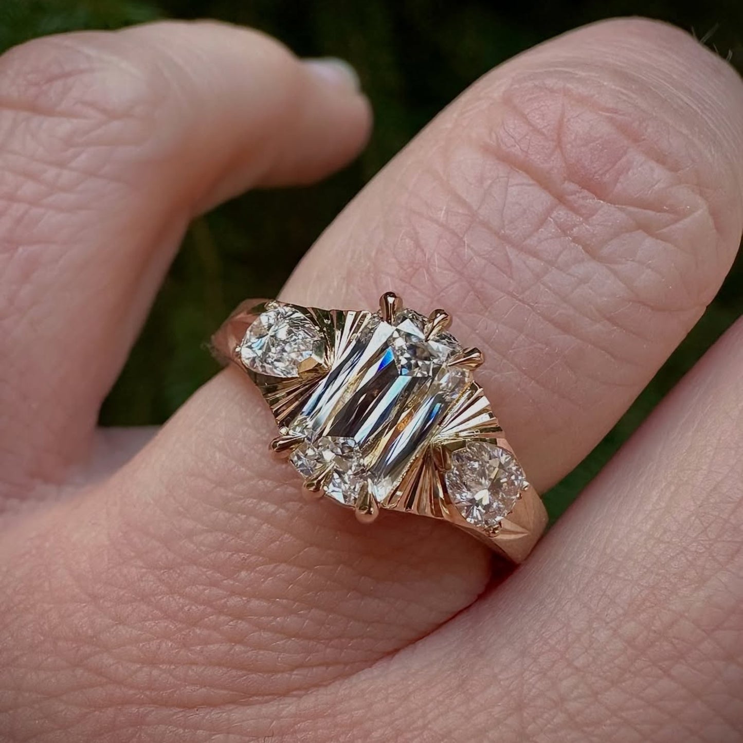 three stone criss lab grown engagement ring  wedding antique diamond anniversary ring