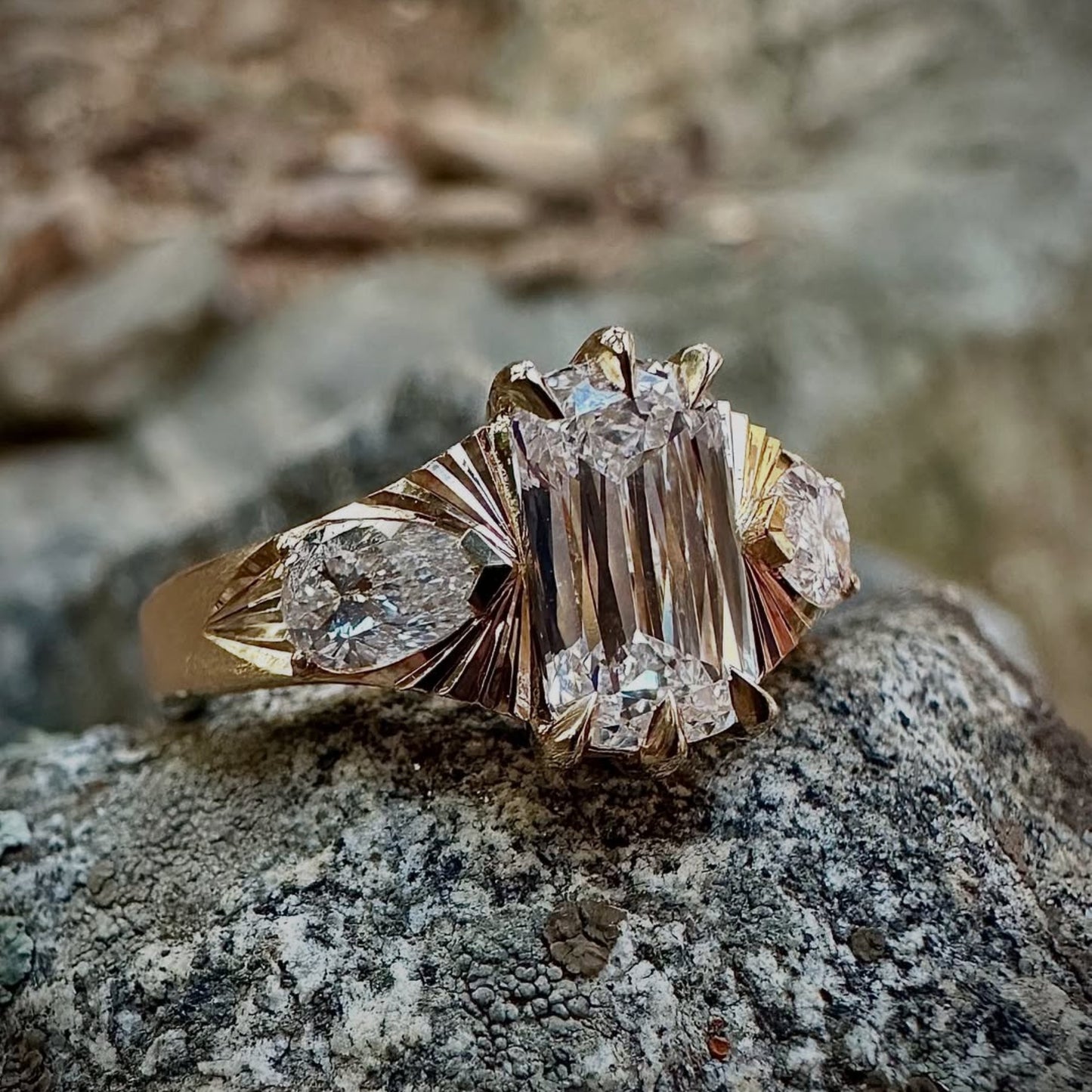 three stone criss lab grown engagement ring  wedding antique diamond anniversary ring