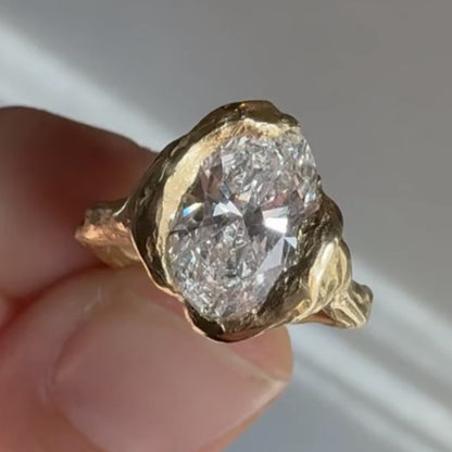 Antique Vintage Oval Cut Half Bezel Moissanite Engagement Ring Solid Gold Unique Wedding Ring Art Deco Anniversary Ring For Women